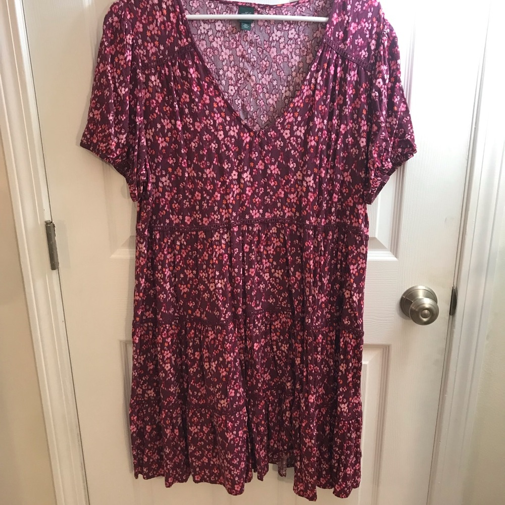 Wild Fable Pink Floral Tiered Babydoll Dress